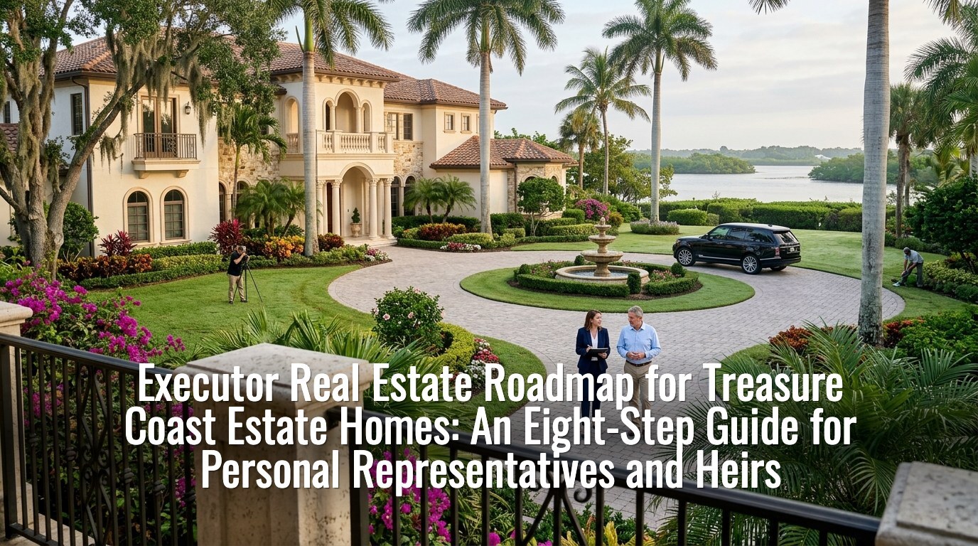 Executor real estate roadmap — personal representative touring a Treasure Coast estate home with their Realtor before listing