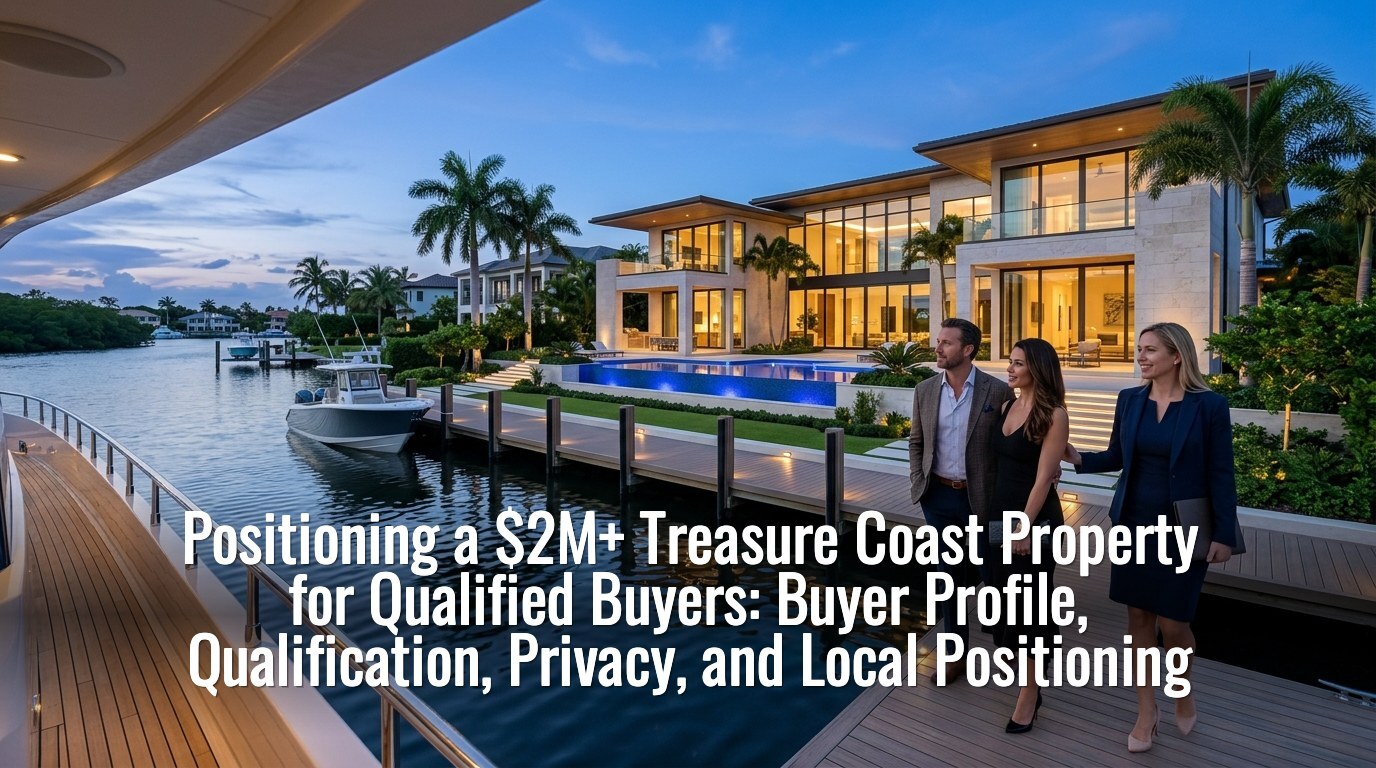 Selling a $2 million home on the Treasure Coast — qualified buyers arriving by yacht for a private showing at a waterfront estate