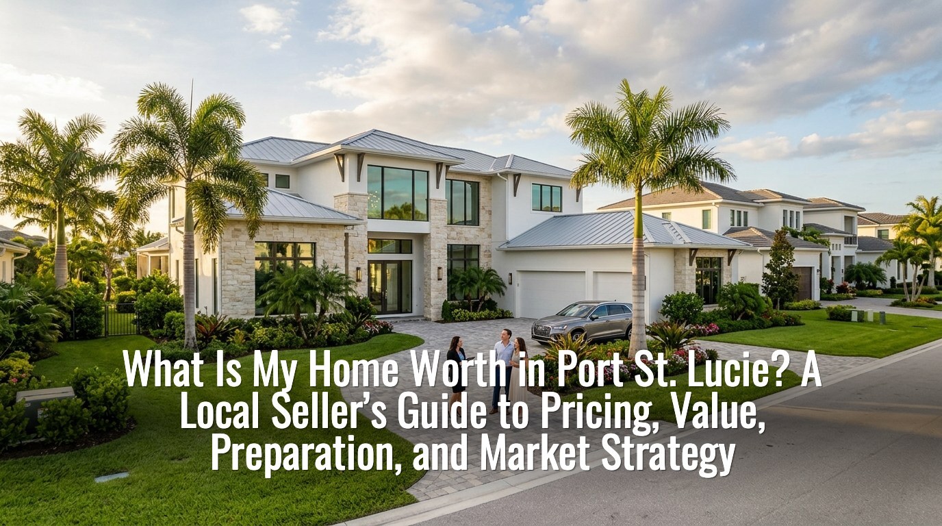What is my home worth in Port St. Lucie — homeowners outside a Port St. Lucie home during a value review