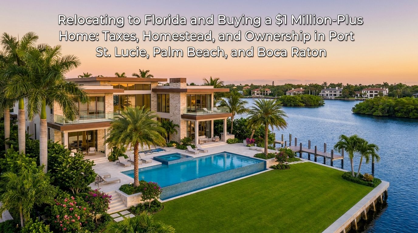 Relocating to Florida and Buying a $1M+ Home: Taxes, Homestead & Ownership Guide